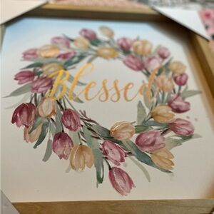 Blessed sign canvas with wood frame boxed Never used .